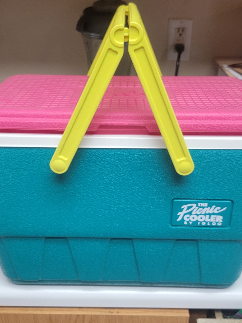 Igloo The Picnic Cooler Portable Cooler - Teal with Pink Lid and Yellow Handles